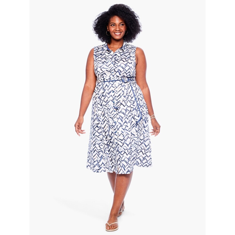 Nic+Zoe Women's Lookout Shirt Dress White Multi Plus Size 2X